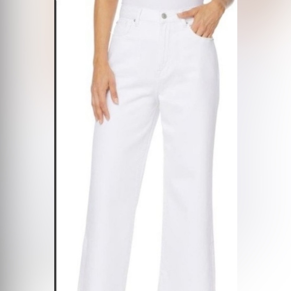 Kensie Crop Jeans Women’s 10 True Vintage High Rise White Pleated 100% Cotton - Picture 1 of 12